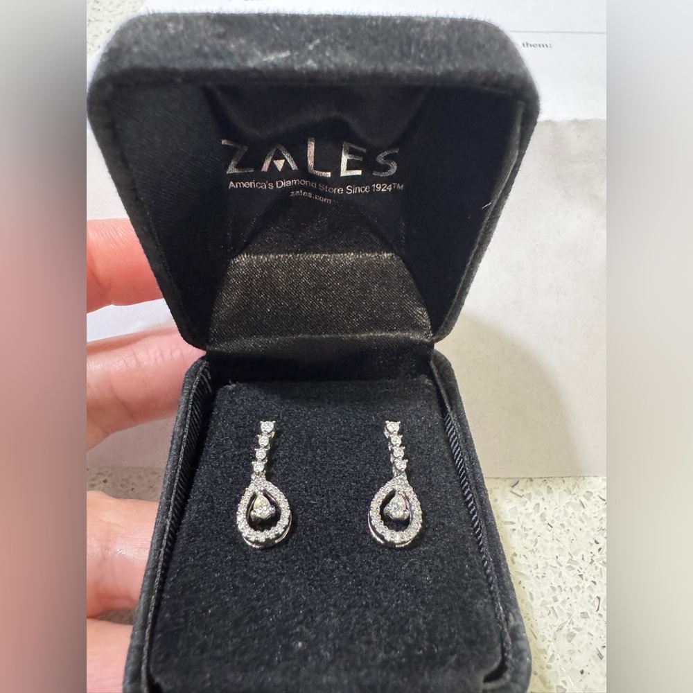 Zales 14K White Gold Diamond  Pear-Shaped Earrings